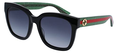 Gucci Square Sunglasses Gg0034Sn 002 Black/Green
