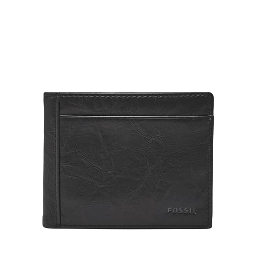 Fossil Men’s Leather Bifold Wallet Flip Id Window