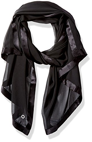 Calvin Klein womens Satin Border Chiffon Scarf
